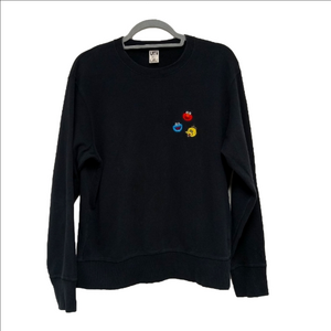 Uniqlo x Kaws x Sesame Street Embroidered Black Sweatshirt Elmo